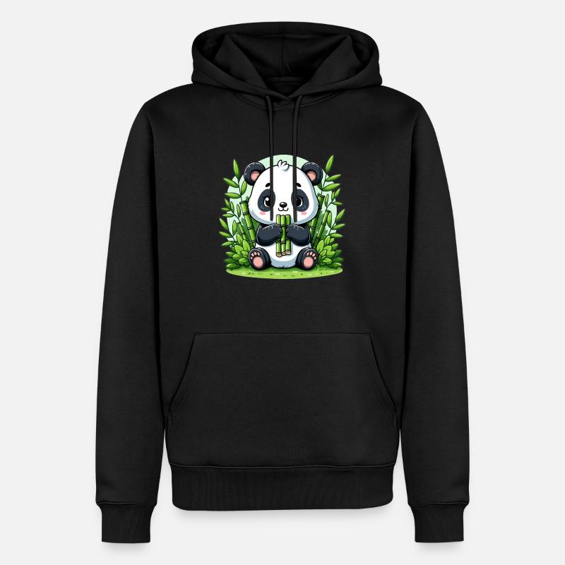 Panda im Bambuswald - Männer Premium Bio Hoodie - Schwarz
