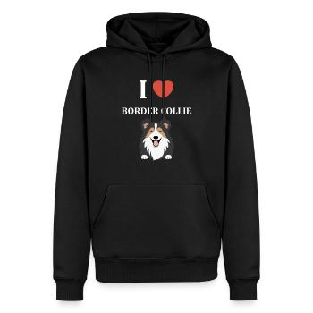 Humour chien border collie - Sweat à capuche Premium bio Homme - noir - Devant - Nico (187cm)