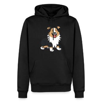 Humour chien border collie - Sweat à capuche Premium bio Homme - noir - Devant - Nico (187cm)