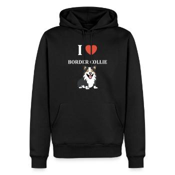 Humour chien border collie - Sweat à capuche Premium bio Homme - noir - Devant - Nico (187cm)