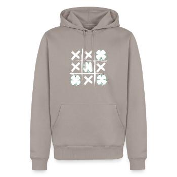 Tic Tac Toe Lucky Shamrock 2 - Sweat à capuche Premium bio Homme - taupe - Devant - Nico (187cm)