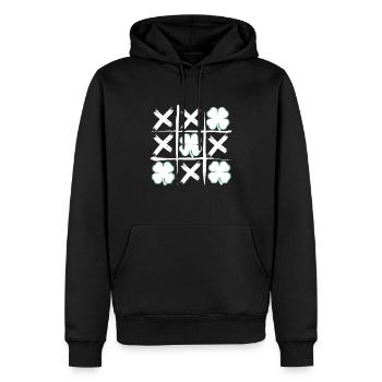 Tic Tac Toe Lucky Shamrock 2 - Men’s Premium Organic Hoodie - black - Front - Nico (187cm)