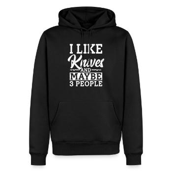 I Like Knives & Maybe 3 People Knife Collector Hob - Männer Premium Bio Hoodie - Schwarz - Vorne - Nico (187cm)
