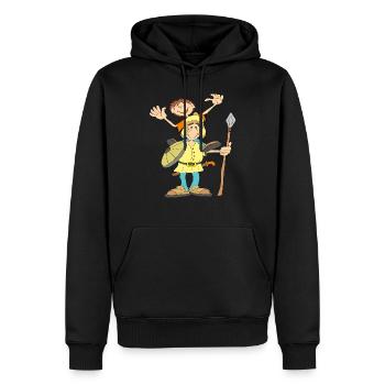 Traditioneller Soldat mit Schild - Männer Premium Bio Hoodie - Schwarz - Vorne - Nico (187cm)