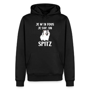 Humour chien Spitz - Sweat à capuche Premium bio Homme - noir - Devant - Nico (187cm)