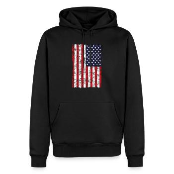 U.S. FLAGGE vertikal - Männer Premium Bio Hoodie - Schwarz - Vorne - Nico (187cm)