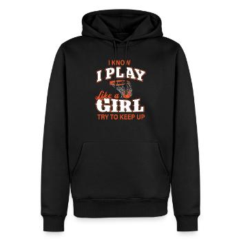 Ich weiß, dass ich wie ein Mädchen spiele Shirt Basketball Girl - Männer Premium Bio Hoodie - Schwarz - Vorne - Nico (187cm)