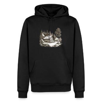 Cabin in the woods - Men’s Premium Organic Hoodie - black - Front - Nico (187cm)