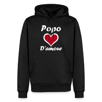 Popo - Sweat à capuche Premium bio Homme - noir - Devant - Nico (187cm)