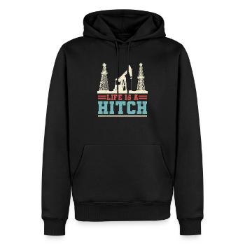 Life Is A Hitch Oilfield Worker Oil Rig - Men’s Premium Organic Hoodie - black - Front - Nico (187cm)
