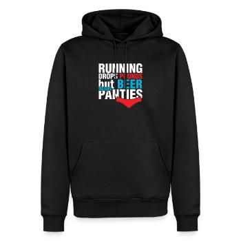 Running Drops Pounds But Beer Drops Culotte Drôle - Sweat à capuche Premium bio Homme - noir - Devant - Nico (187cm)