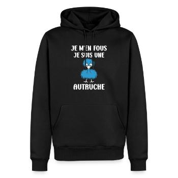 Humour autruche - Sweat à capuche Premium bio Homme - noir - Devant - Nico (187cm)