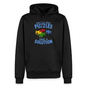 Même les puzzles les plus difficiles ont une solution Jigsaw Pu - Sweat à capuche Premium bio Homme - noir - Devant - Nico (187cm)