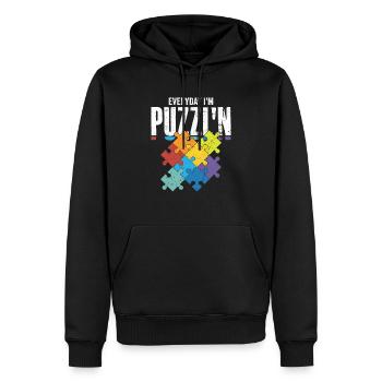 Tous les jours je suis Puzzl’n Piece Jigsaw Puzzle - Sweat à capuche Premium bio Homme - noir - Devant - Nico (187cm)