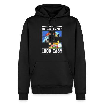 Je fais en sorte que les puzzles aient l’air d’être faciles à résoudre - Sweat à capuche Premium bio Homme - noir - Devant - Nico (187cm)