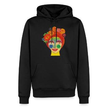 Frau Frieda - Männer Premium Bio Hoodie - Schwarz - Vorne - Nico (187cm)
