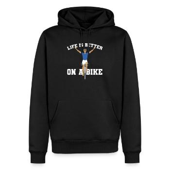 Auf dem Fahrrad lässt es sich besser leben - Männer Premium Bio Hoodie - Schwarz - Vorne - Nico (187cm)