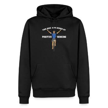 DIESES FAHRRAD WIRD VON POSITIVEM DENKEN ANGETRIEBEN - Männer Premium Bio Hoodie - Schwarz - Vorne - Nico (187cm)