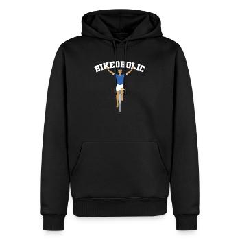 Accro au vélo - Sweat à capuche Premium bio Homme - noir - Devant - Nico (187cm)