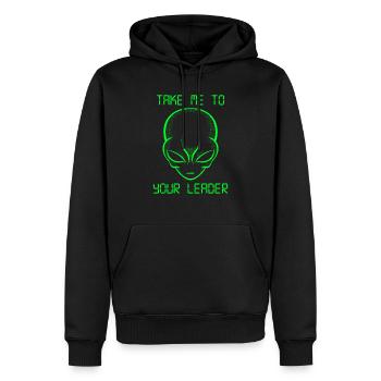 Espace de tête extraterrestre vert amusant Emmenez-moi à votre chef - Sweat à capuche Premium bio Homme - noir - Devant - Nico (187cm)