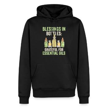 Blessings in Bottles: Grateful for Essential Oils - Männer Premium Bio Hoodie - Schwarz - Vorne - Nico (187cm)
