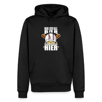 Drôle de dicton : la bière de baseball, c’est pourquoi je suis ici - Sweat à capuche Premium bio Homme - noir - Devant - Nico (187cm)