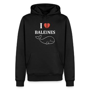 Baleines bleu Amour baleine - Sweat à capuche Premium bio Homme - noir - Devant - Nico (187cm)