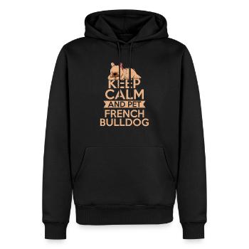 Keep Calm And Pet French Bulldog Frenchie Dog Owne - Männer Premium Bio Hoodie - Schwarz - Vorne - Nico (187cm)