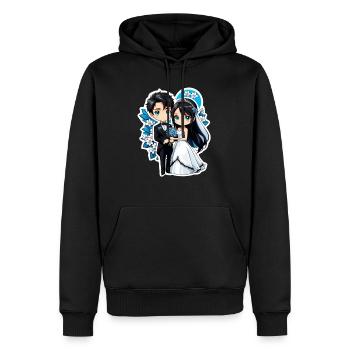 just married - pour mariage - Sweat à capuche Premium bio Homme - noir - Devant - Nico (187cm)