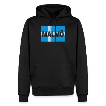 Malmö, Skåne - Männer Premium Bio Hoodie - Schwarz - Vorne - Nico (187cm)
