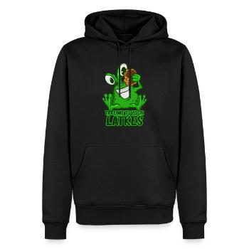 Take Me To Your Latkes T-Shirt Drôle Vert Espace - Sweat à capuche Premium bio Homme - noir - Devant - Nico (187cm)