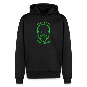 Nimm mich zu deinem Anführer T-Shirt Funny Space Alien - Männer Premium Bio Hoodie - Schwarz - Vorne - Nico (187cm)