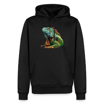 Iguana - Men’s Premium Organic Hoodie - black - Front - Nico (187cm)