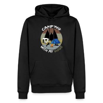 Camping mit meinen Hunden, Hundeliebhaber und Hundebesitzer, - Männer Premium Bio Hoodie - Schwarz - Vorne - Nico (187cm)