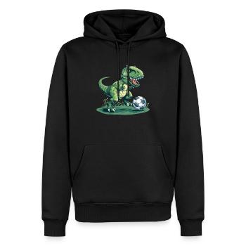 Soccer T Rex - Men’s Premium Organic Hoodie - black - Front - Nico (187cm)