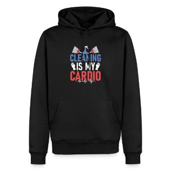 Le nettoyage est mon nettoyant cardio Entretien ménager - Sweat à capuche Premium bio Homme - noir - Devant - Nico (187cm)