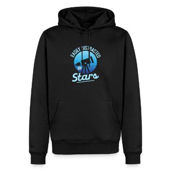 Easily Distracted By Stars Astronomy Telescope Sta - Männer Premium Bio Hoodie - Schwarz - Vorne - Nico (187cm)