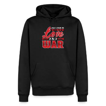 All's Fair In Love And War T-Shirt Grafik Neuheit - Männer Premium Bio Hoodie - Schwarz - Vorne - Nico (187cm)