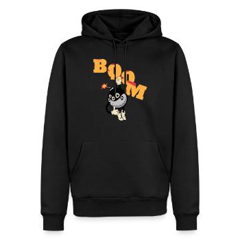 Boom - Männer Premium Bio Hoodie - Schwarz - Vorne - Nico (187cm)