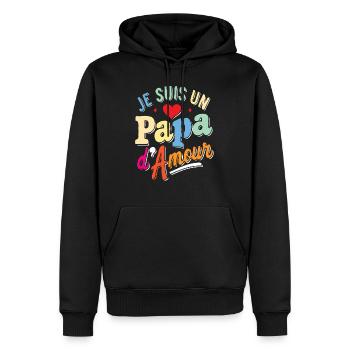 Belle idée cadeau je suis un papa d'amour - Sweat à capuche Premium bio Homme - noir - Devant - Nico (187cm)