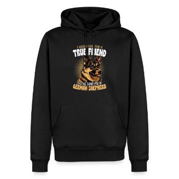 I Asked God For A True Friend Puppy Mom Dad German - Men’s Premium Organic Hoodie - black - Front - Nico (187cm)