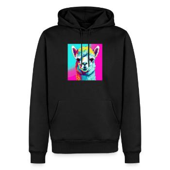 L’alpaga dans le Pop Art - Sweat à capuche Premium bio Homme - noir - Devant - Nico (187cm)