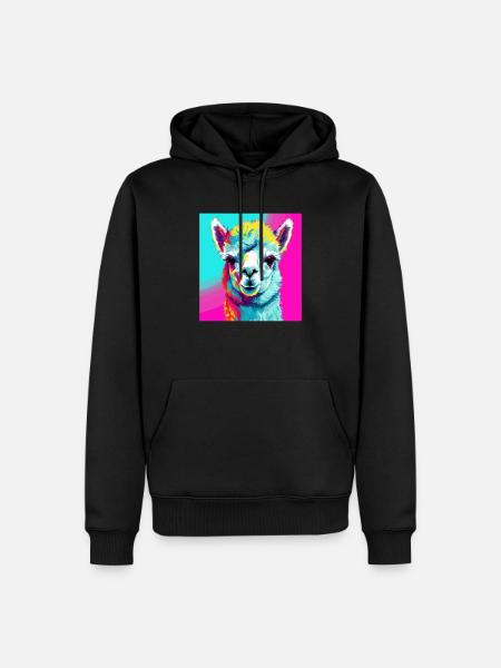 Alpaka in Pop Art - Männer Premium Bio Hoodie - Schwarz