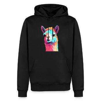 L’alpaga dans le Pop Art - Sweat à capuche Premium bio Homme - noir - Devant - Nico (187cm)