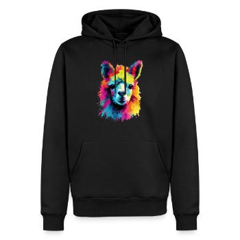 L’alpaga dans le Pop Art - Sweat à capuche Premium bio Homme - noir - Devant - Nico (187cm)