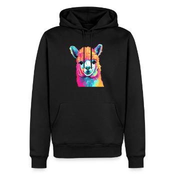 L’alpaga dans le Pop Art - Sweat à capuche Premium bio Homme - noir - Devant - Nico (187cm)