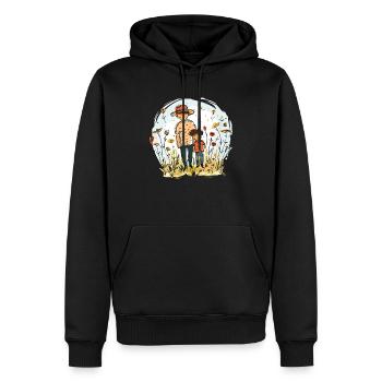 Vater und Sohn im Garten - Männer Premium Bio Hoodie - Schwarz - Vorne - Nico (187cm)