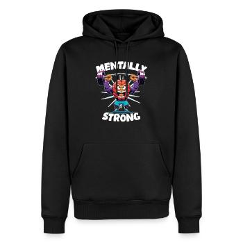 Mental stark - Wohlbefinden - Männer Premium Bio Hoodie - Schwarz - Vorne - Nico (187cm)