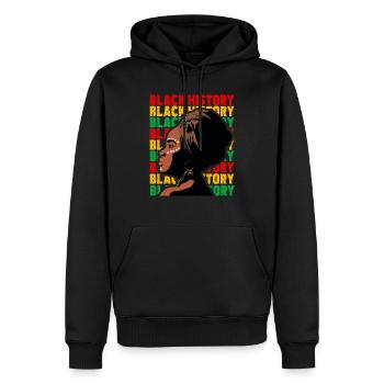 Juneteenth histoire noire 1865 mélaning africain - Sweat à capuche Premium bio Homme - noir - Devant - Nico (187cm)