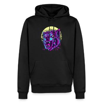 Angry Wolf T-Shirt Vintage rétro loups chien canin - Sweat à capuche Premium bio Homme - noir - Devant - Nico (187cm)